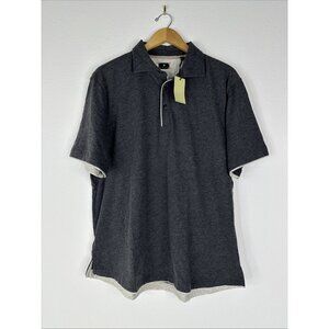 Left Coast Tee Polo Shirt Mens Size L Gray Short Sleeve NEW